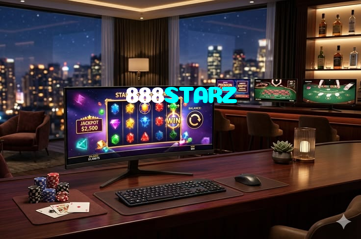 888STARZ casino presented on mobile device in Pakistan with slots and live games